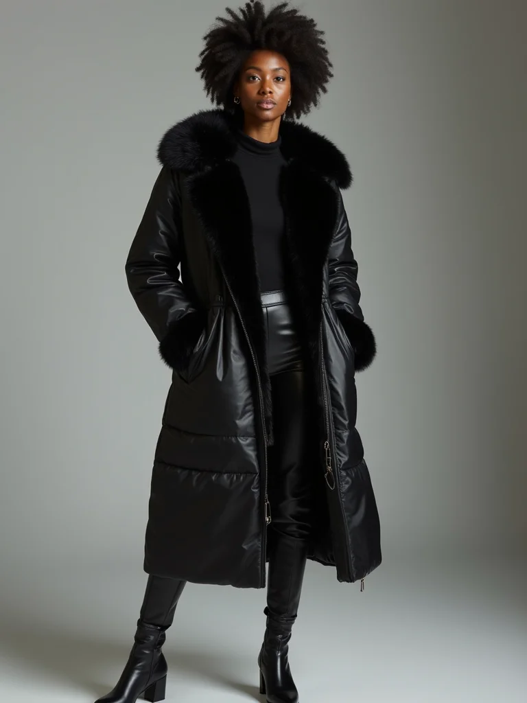 polished faux fur parka ensemble