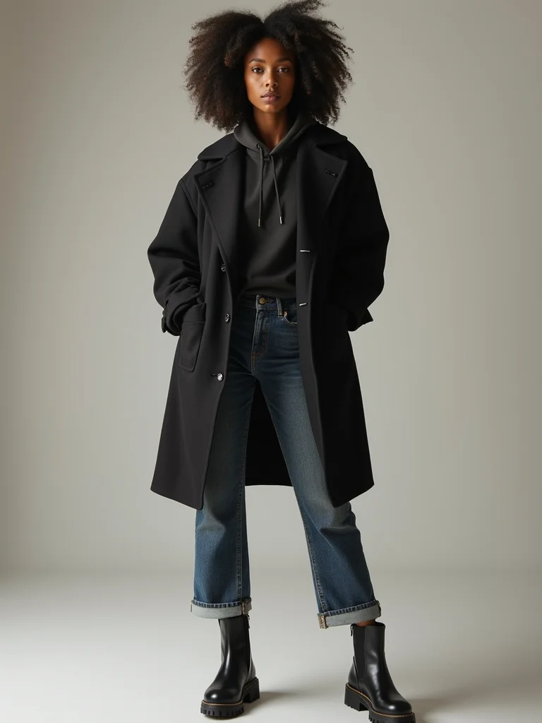 slim hoodie under coat