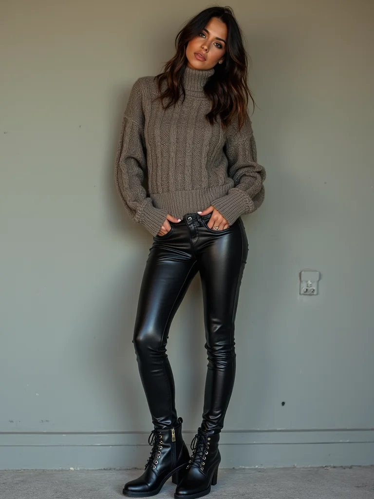chunky knit with vinyl