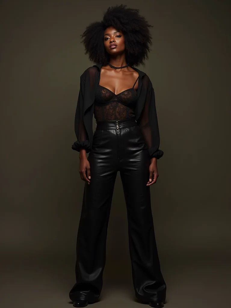 edgy elegant layered leather look