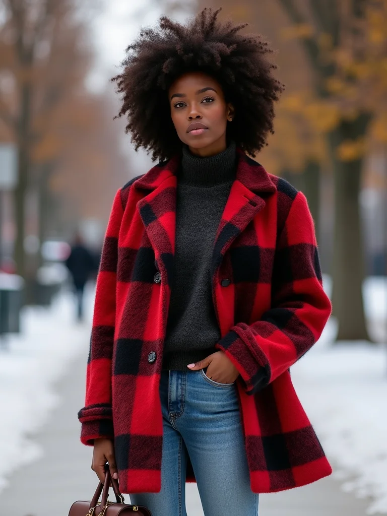 plaid shacket over cashmere