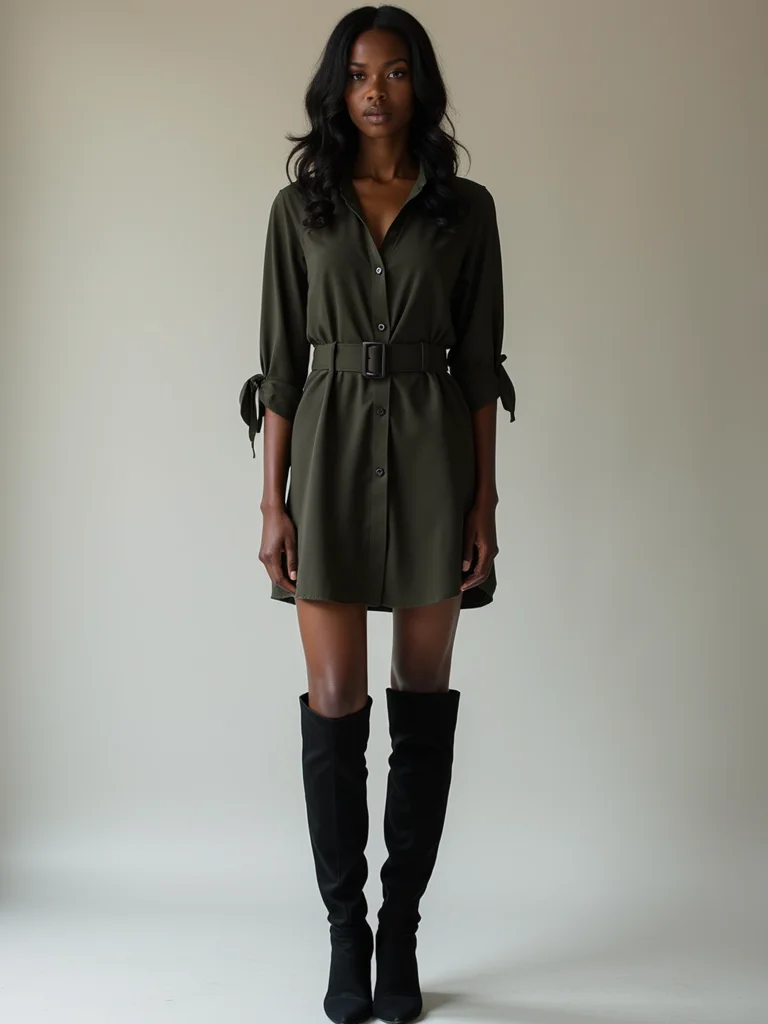 shirt dress boots tights