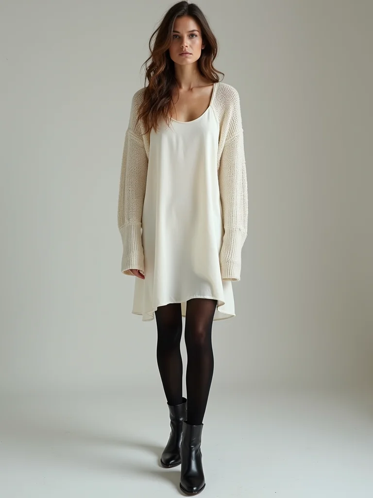 slip dress over tights