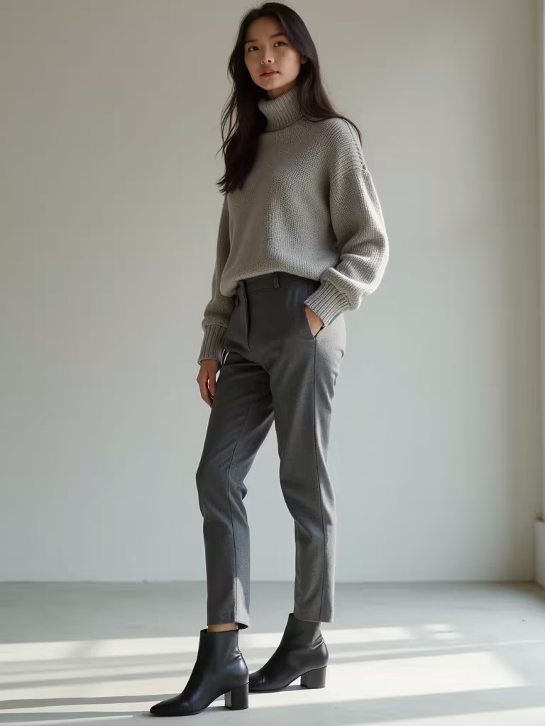 slim tapered trousers ankle boots