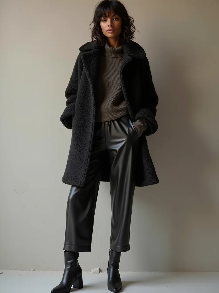 cozy layers meet sleek leather