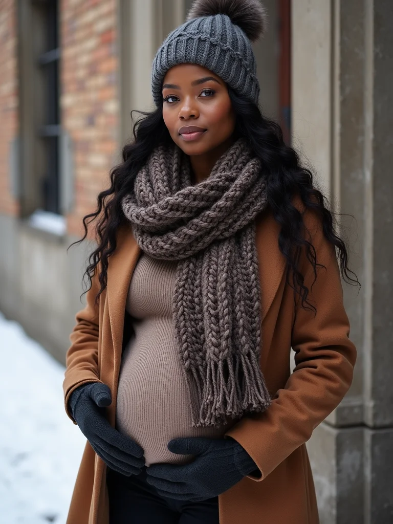 stylish cozy winter maternity accessories