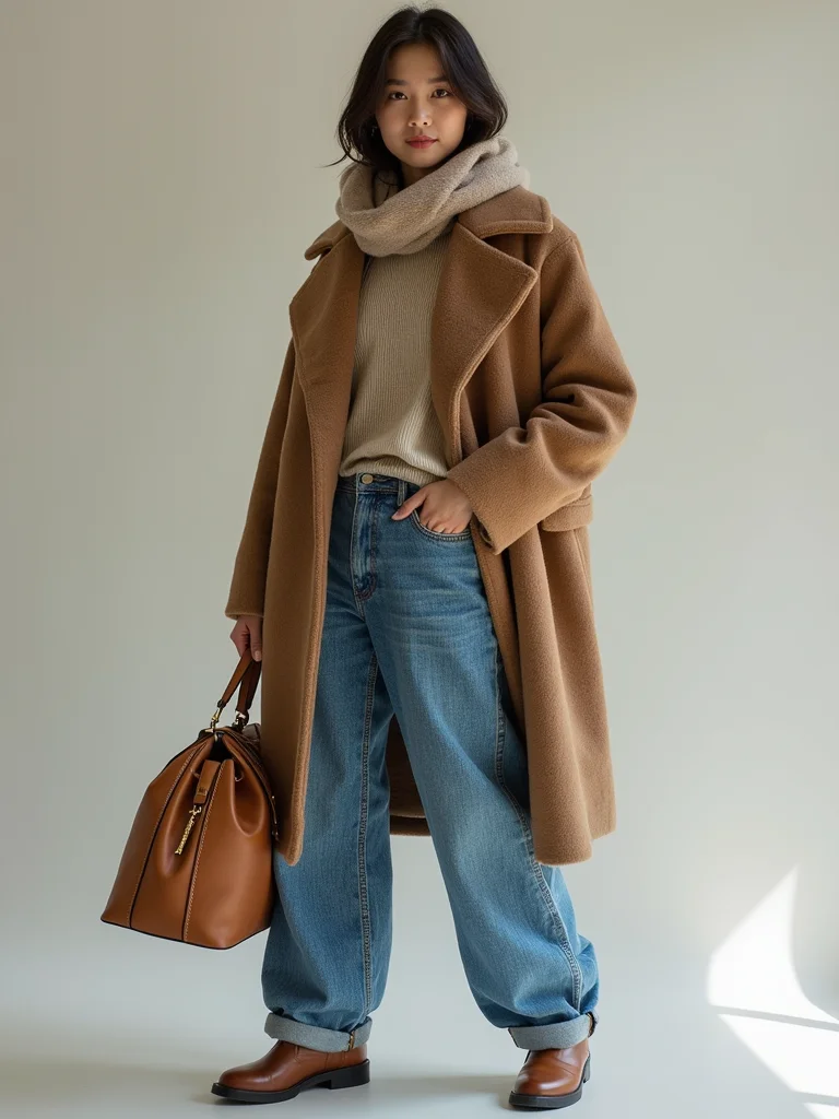 polished cozy baggy jeans accessories