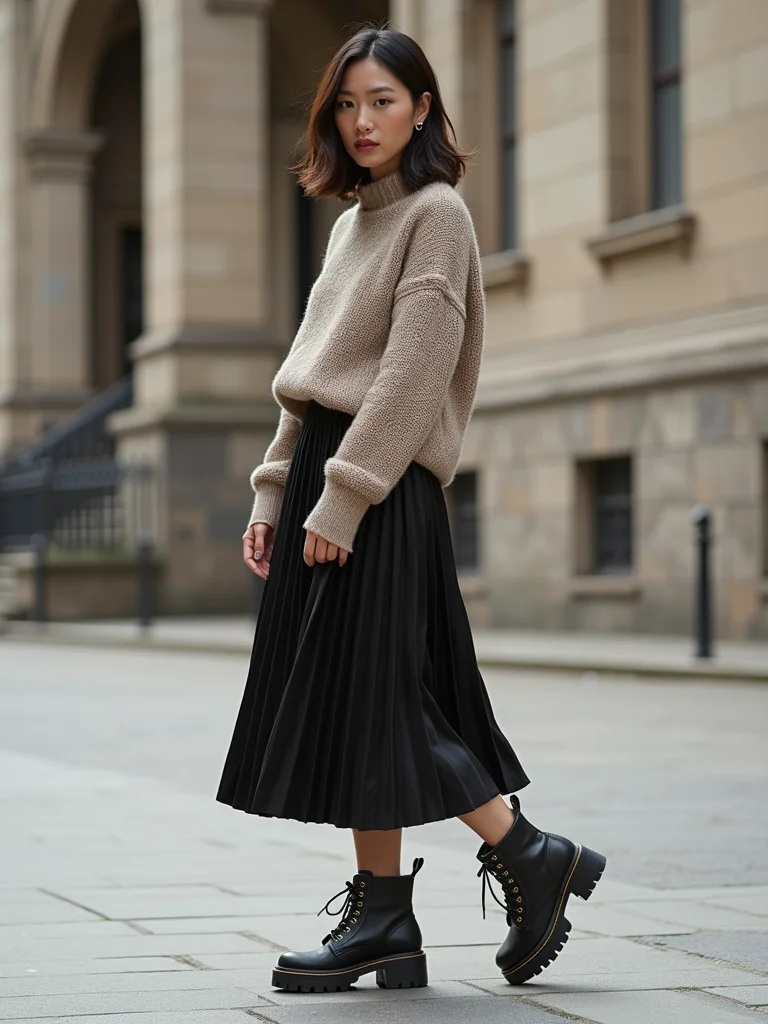 chunky booties with pleats