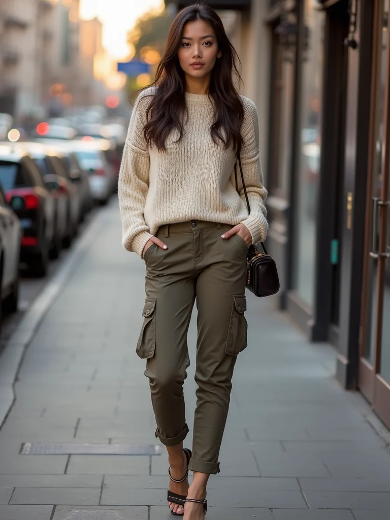 chunky knit slim cargos