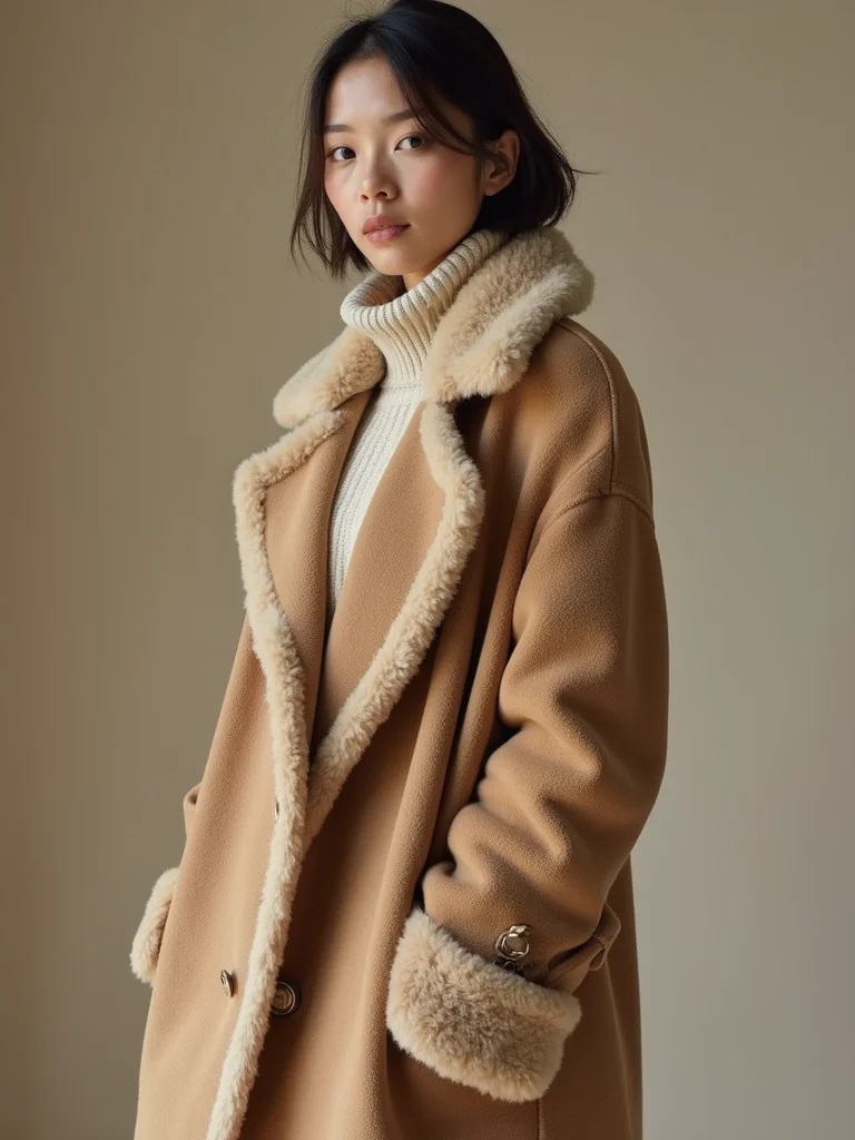 oatmeal camel shearling textures