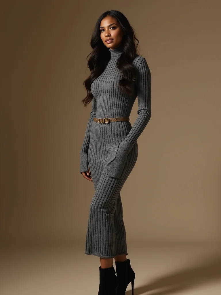 monochrome ribbed knit set
