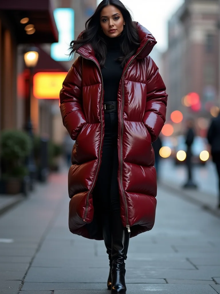 oversized puffer polished boots