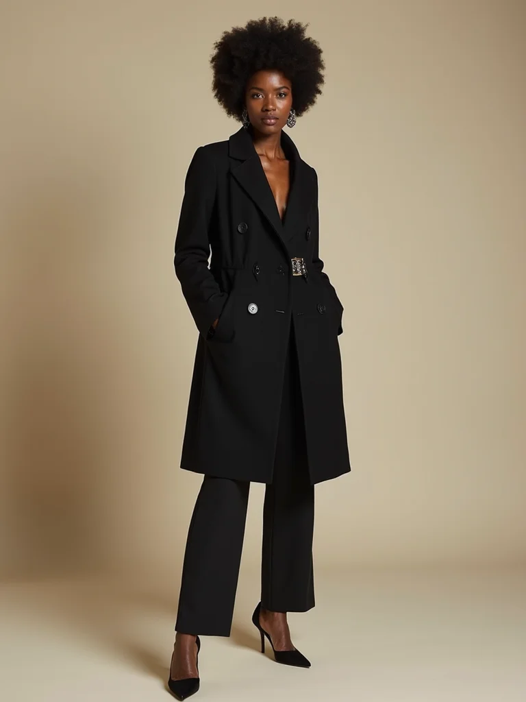 cropped coat wide leg trousers