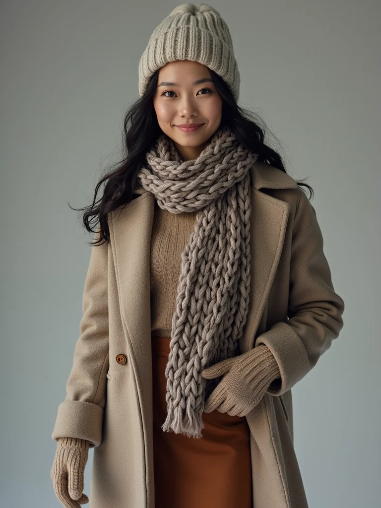 chunky knit scarf accents