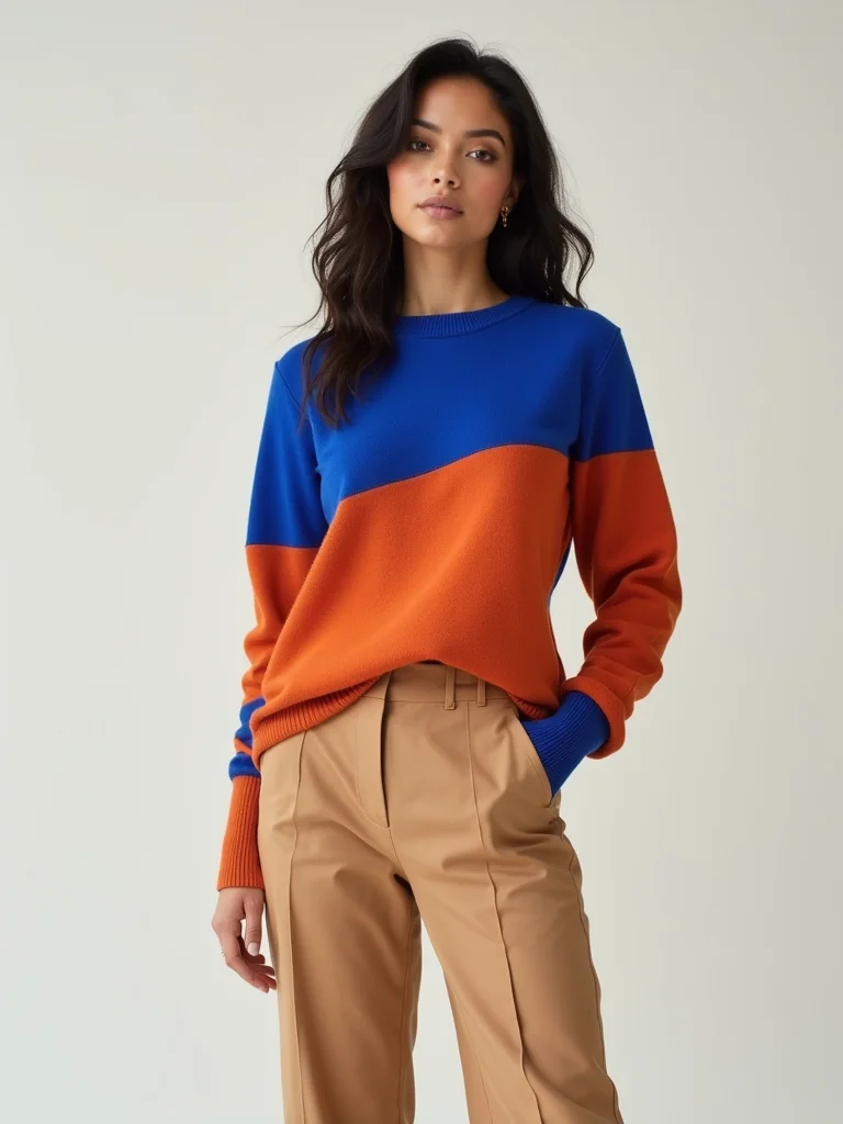 bold sweater neutral bottoms