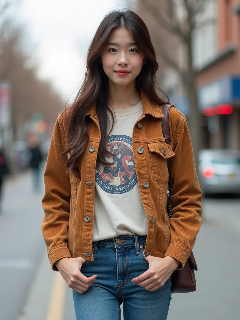 tapered corduroy jacket layered