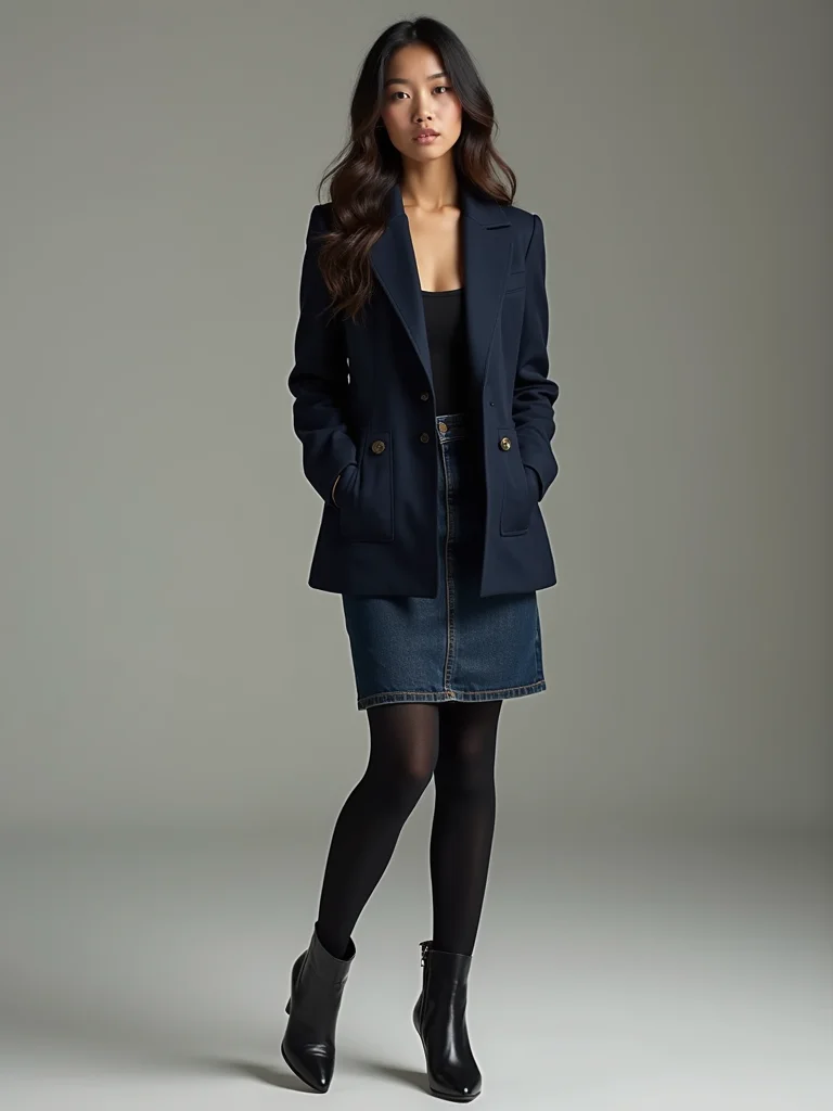 structured blazer dark skirt