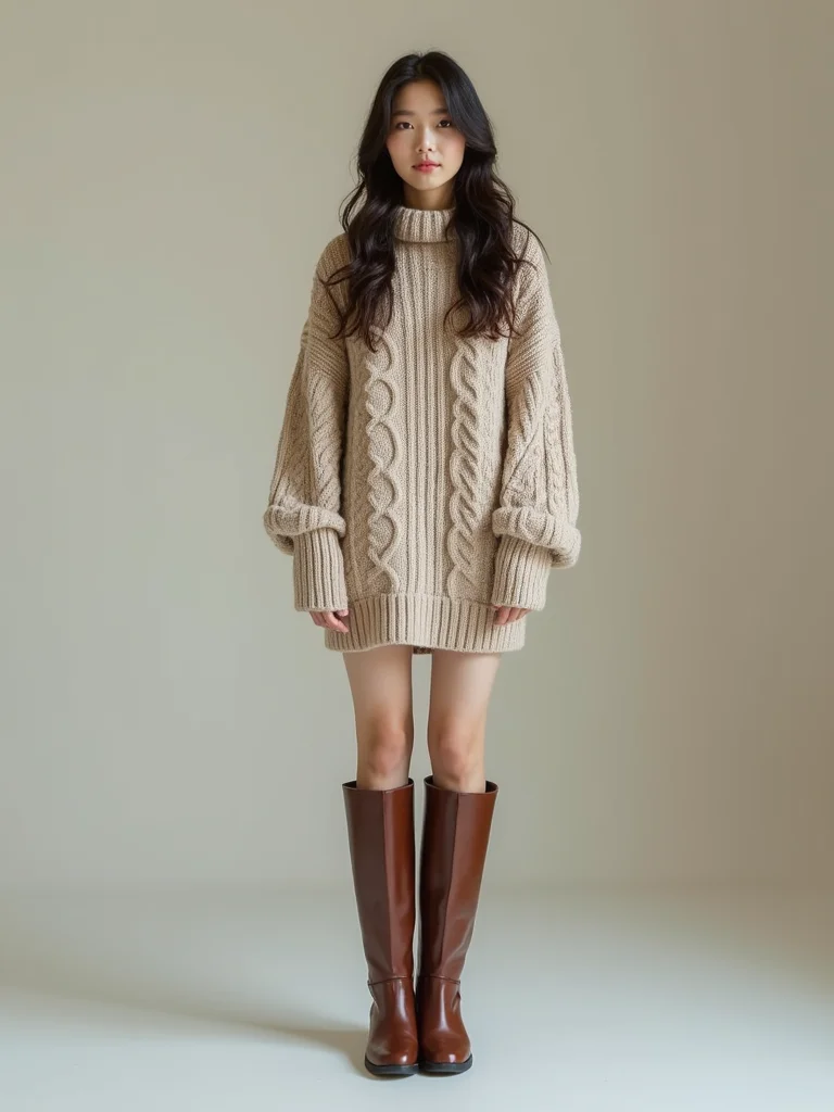 cable knit sweater dress styling