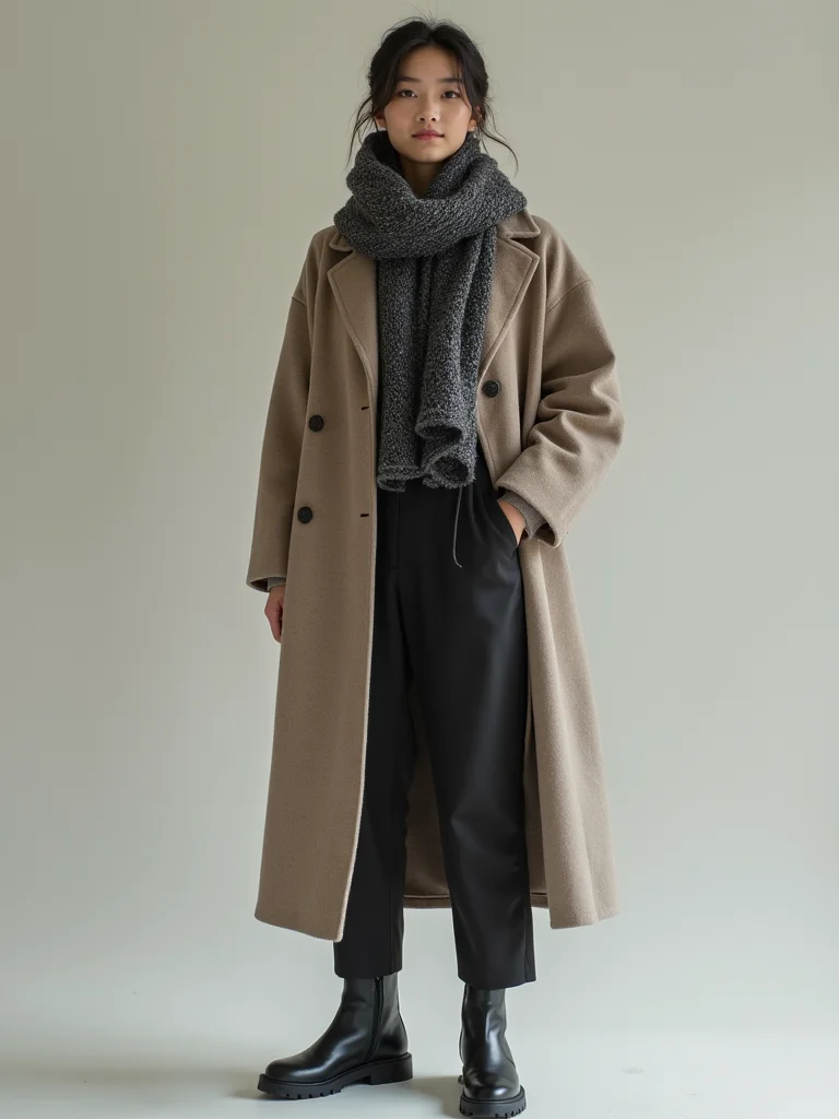 monochrome neutrals with scarf