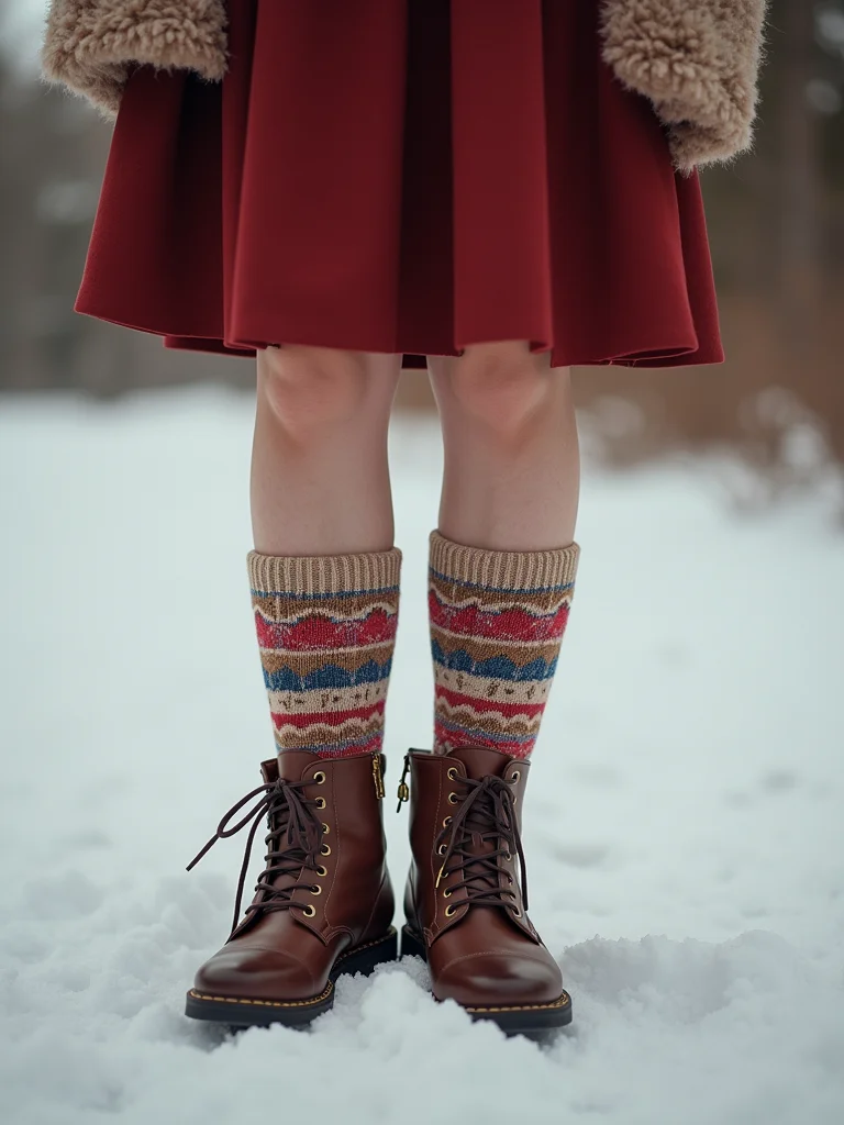 peeking patterned socks elevate boots