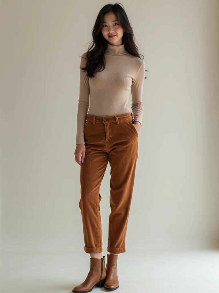 fitted thermal corduroy pants