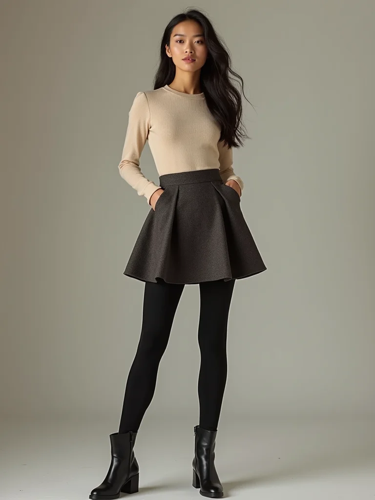 fitted top wool leggings