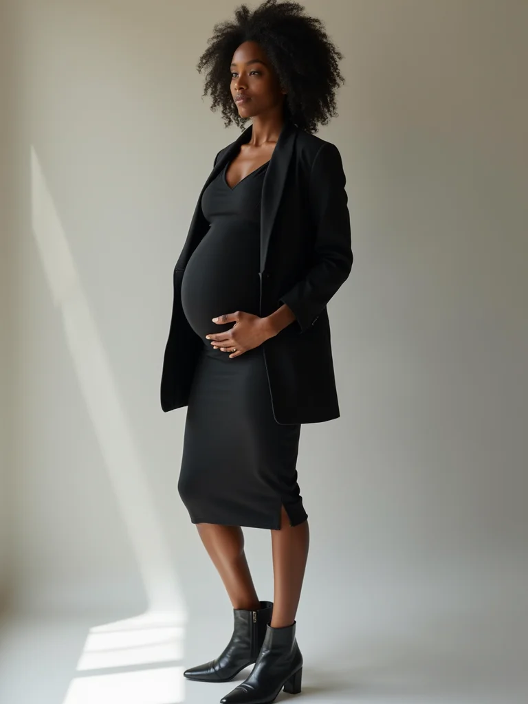 polished layered office maternitywear