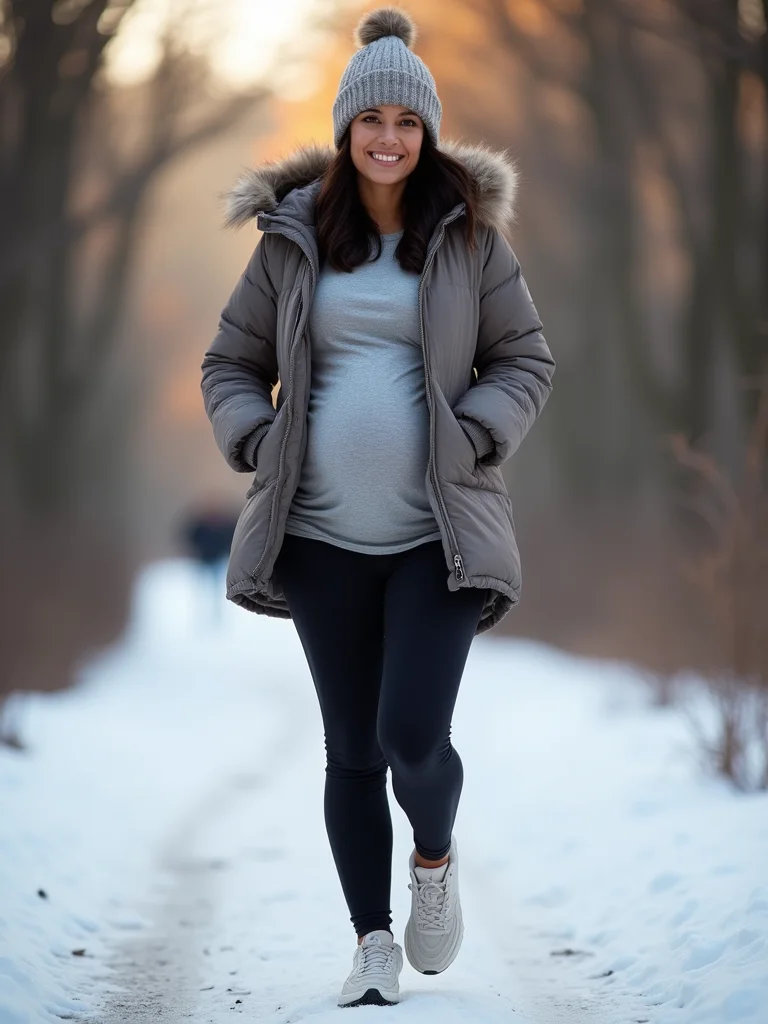 layered pregnancy friendly winter activewear