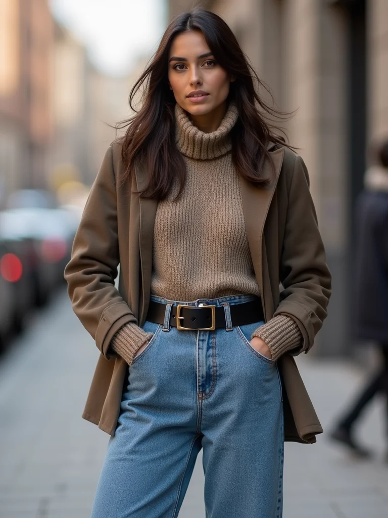 belted tucked sweater silhouette