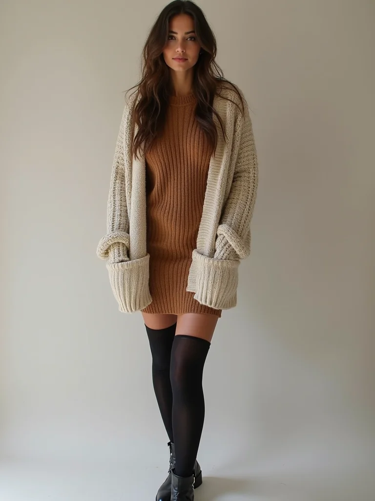 chunky cardigan over mini