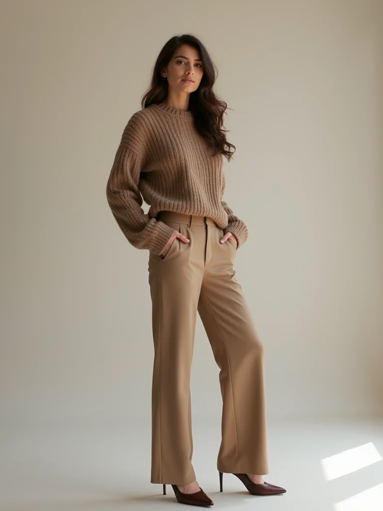 cashmere sweater tucked pants