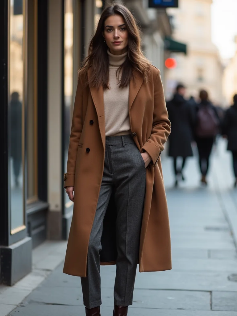 cashmere crewneck tailored coat