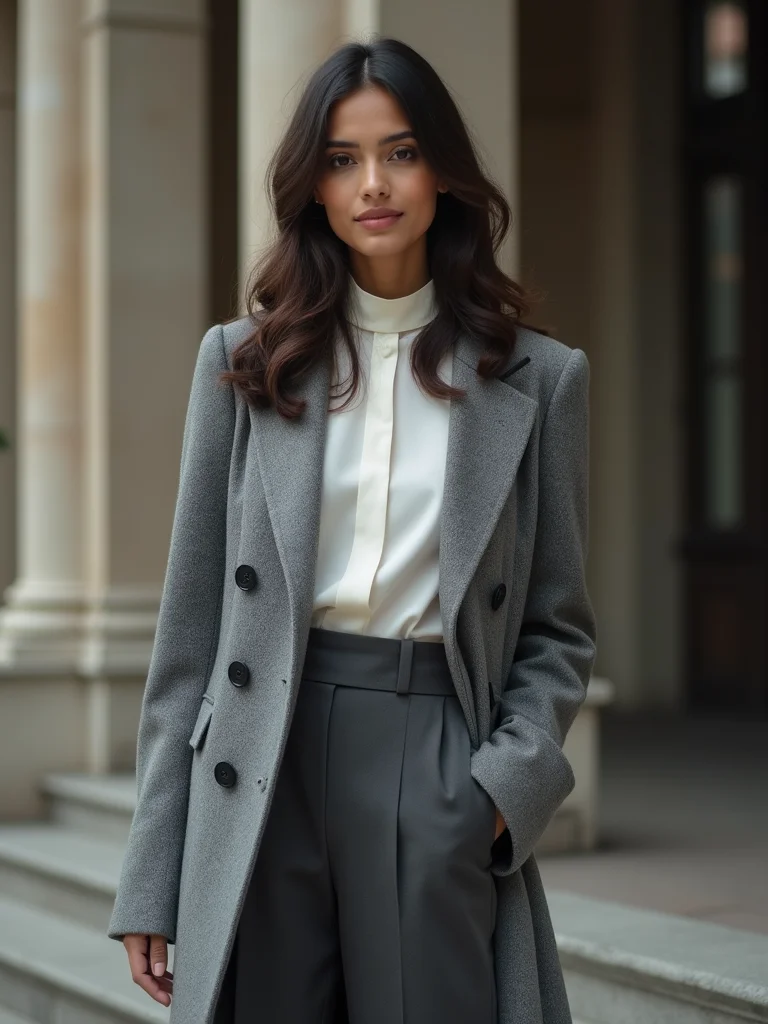 refined high neck layered silhouette
