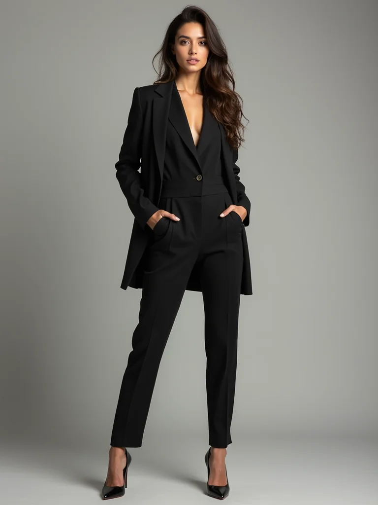 structured jumpsuit with blazer