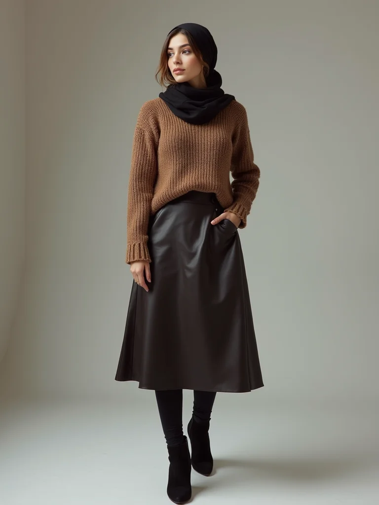 matte tights midi faux leather