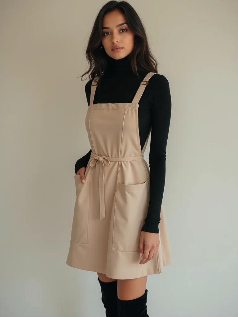 thin turtleneck layered dresses