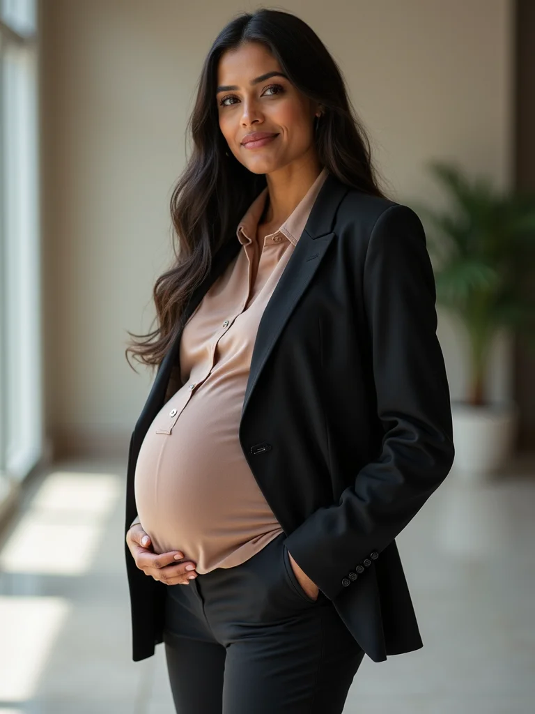 structured layered maternity workwear