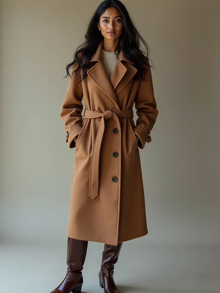 tailored belted wool coat