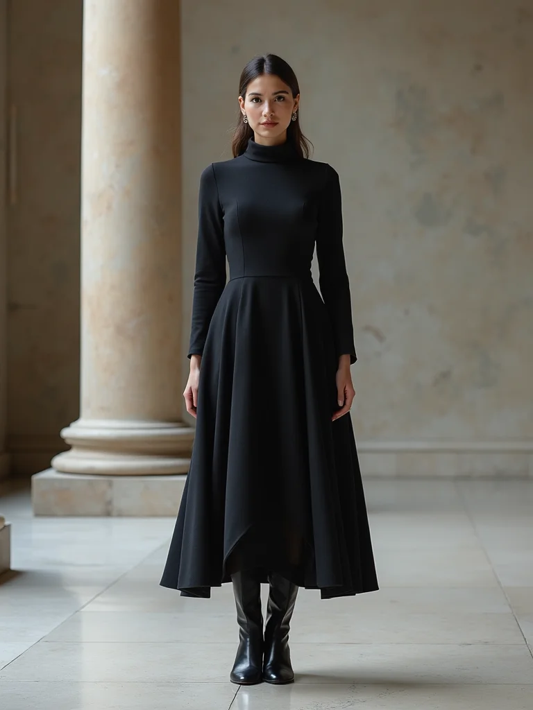 high neck midi wool tights