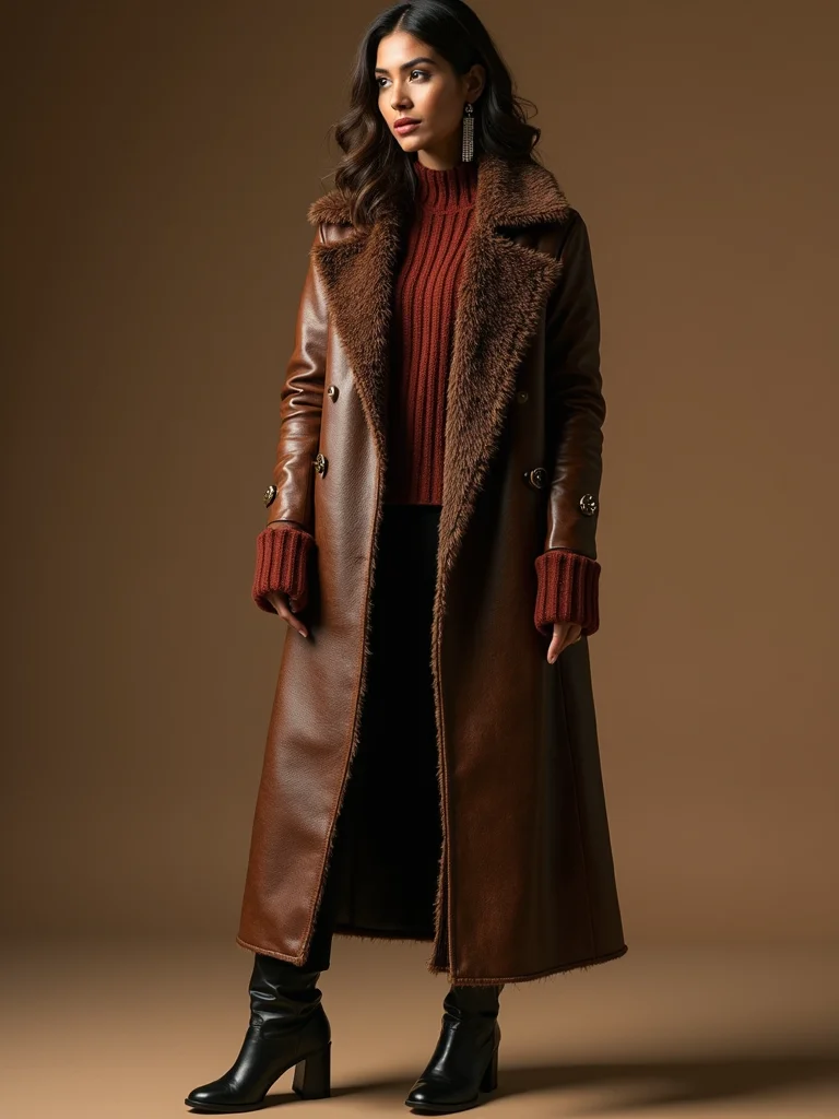 leather wool cashmere layering