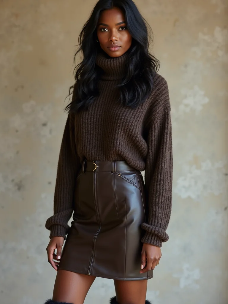 sculpted leather cozy shearling