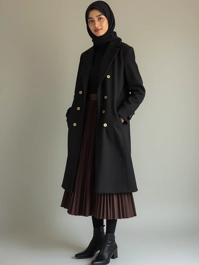 structured peacoat pleated midi