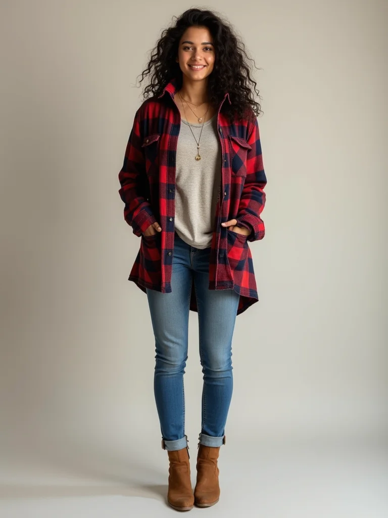 plaid overshirt with thermal