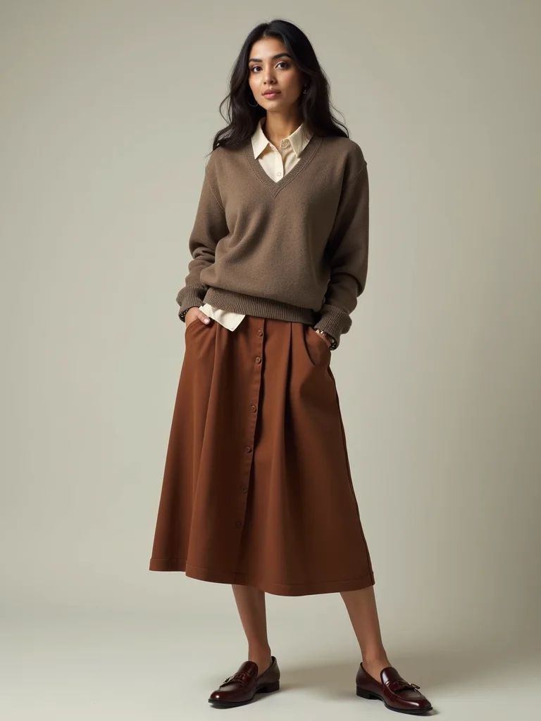 polo sweater over midi