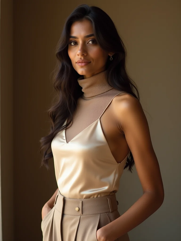 satin camisole under turtleneck