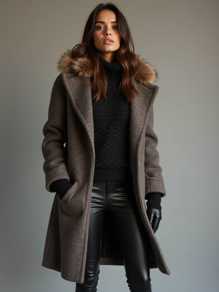 cozy faux fur with leather