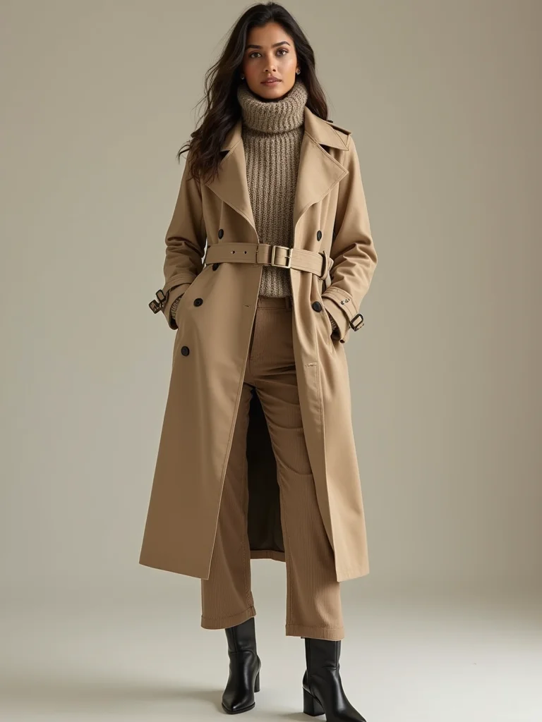 cinched trench over knits