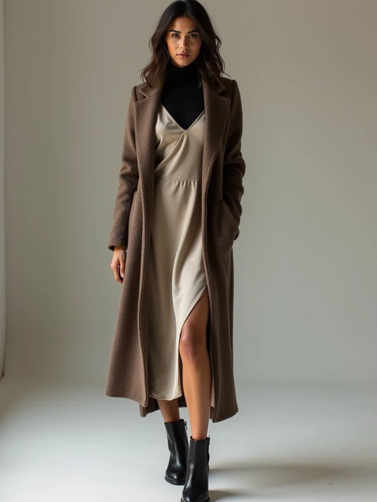slim turtleneck under slipdress