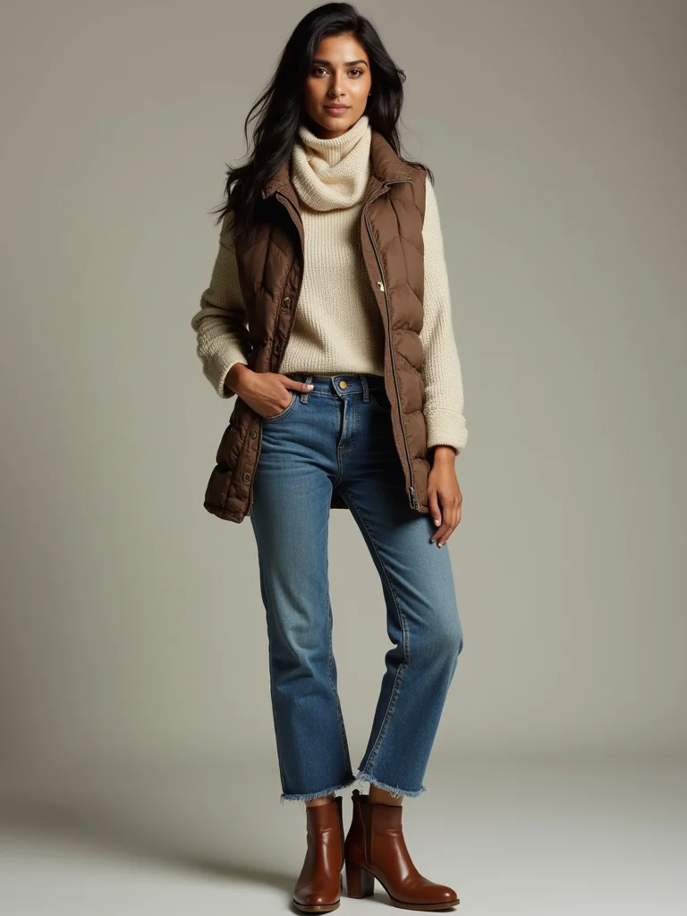 quilted vest knit jeans