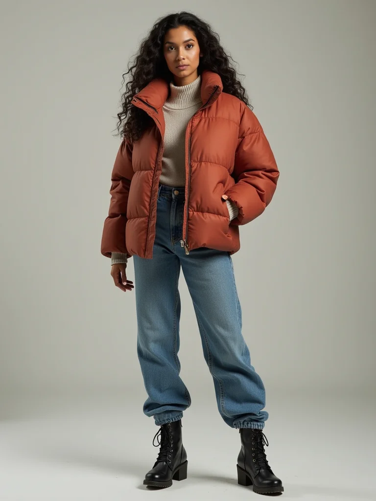cropped puffer meets high rise